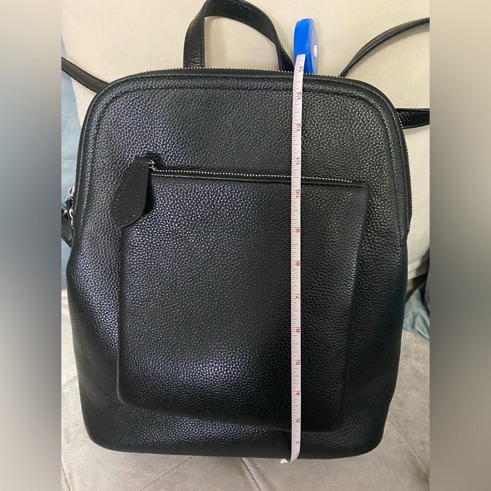 HESHE black pebbled leather backpack bag - Picture 2 of 8